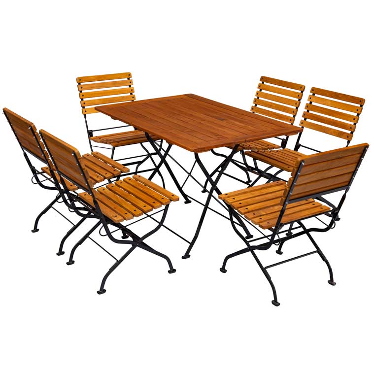 Terrassenmöbel Tisch-Stuhlkombination mit sechs Stühlen