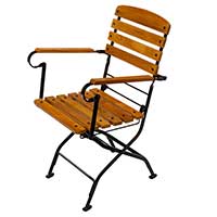 Die Terrassenmöbel 02tm werden in der Gastronomie sehr häufig im Innenbereich und im Außenbereich verwendet. Als Klappstühle mit Armlehnen sind sie sehr bequem und extrem platzsparend zusammenklappbar. Witterungsbeständige Klappstühle Terrassenmöbel