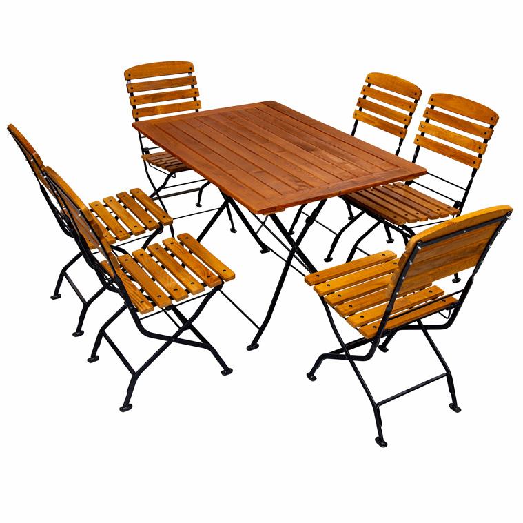 Terrassenmöbel für 6 Personen aus Holz und Stahl